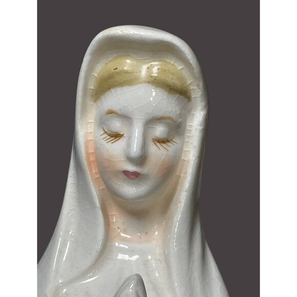 Fine Quality Vintage Ceramic Virgin Mary Statue Vase Japan - Picture 5 of 12